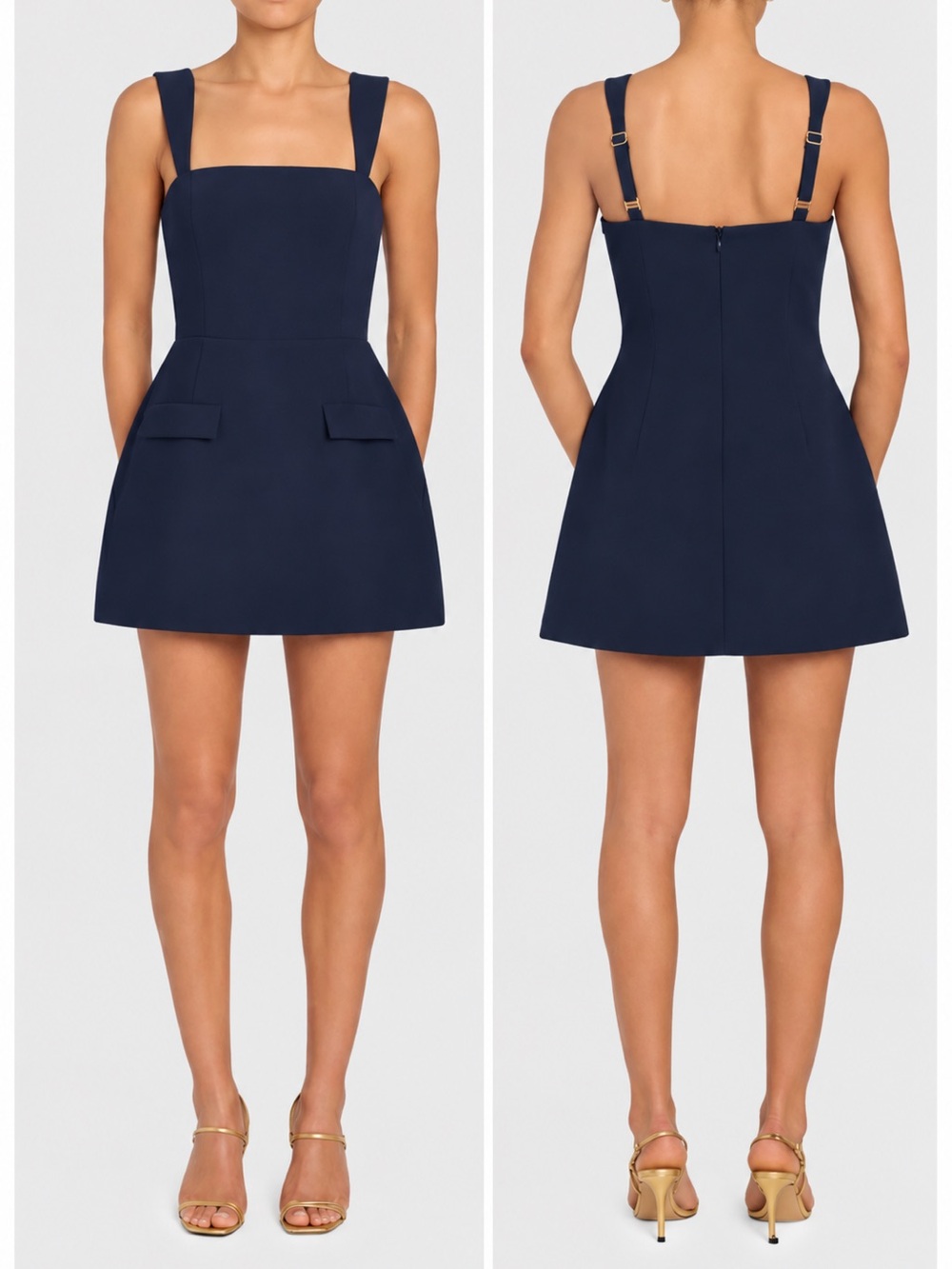 Amanda Uprichard Bethany Navy Square-Neck Romper